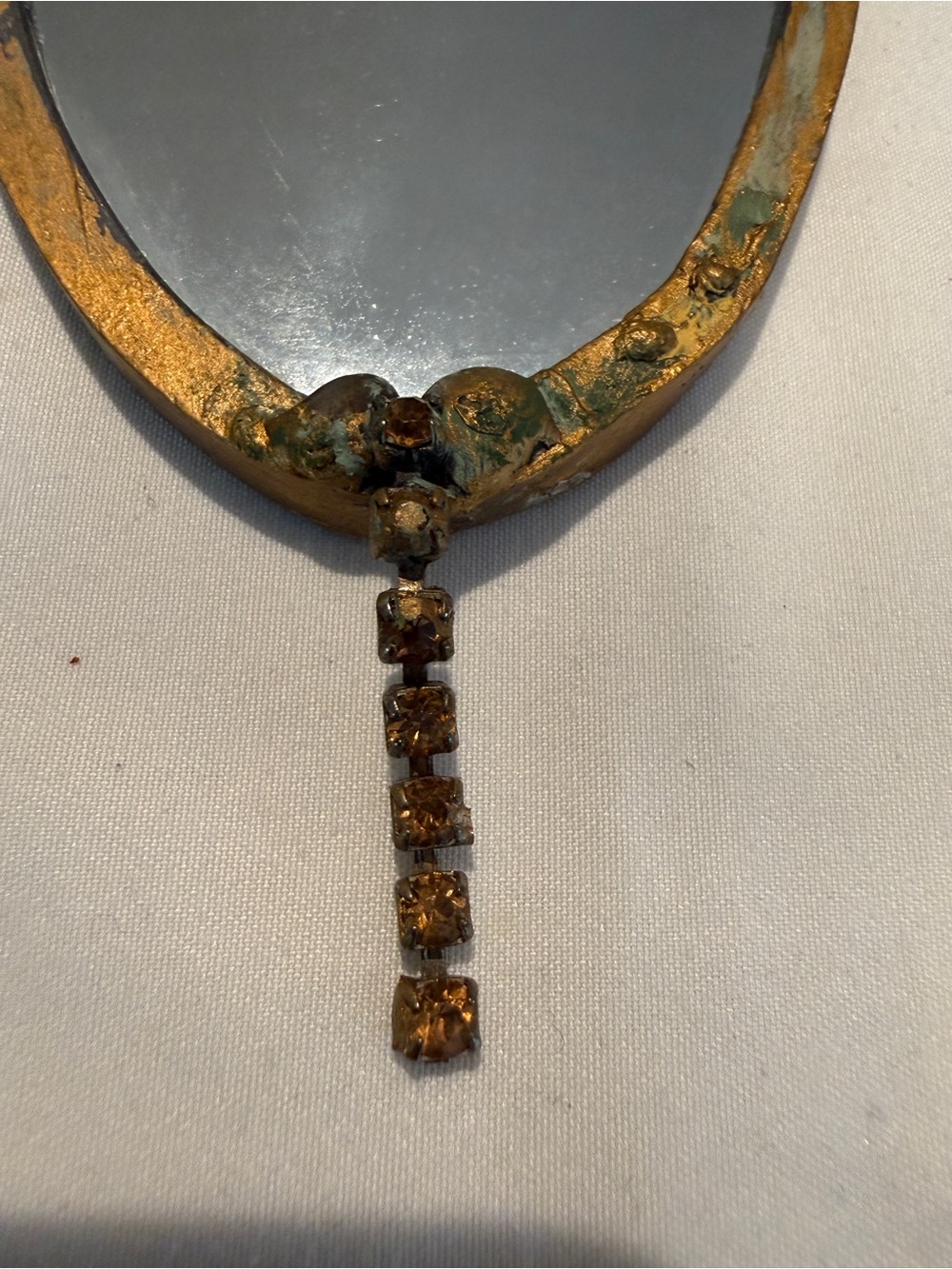 Ornate Vintage Oval Hand or Wall Mount Mirror in Gold, rare & collectible - Picture 2 of 4